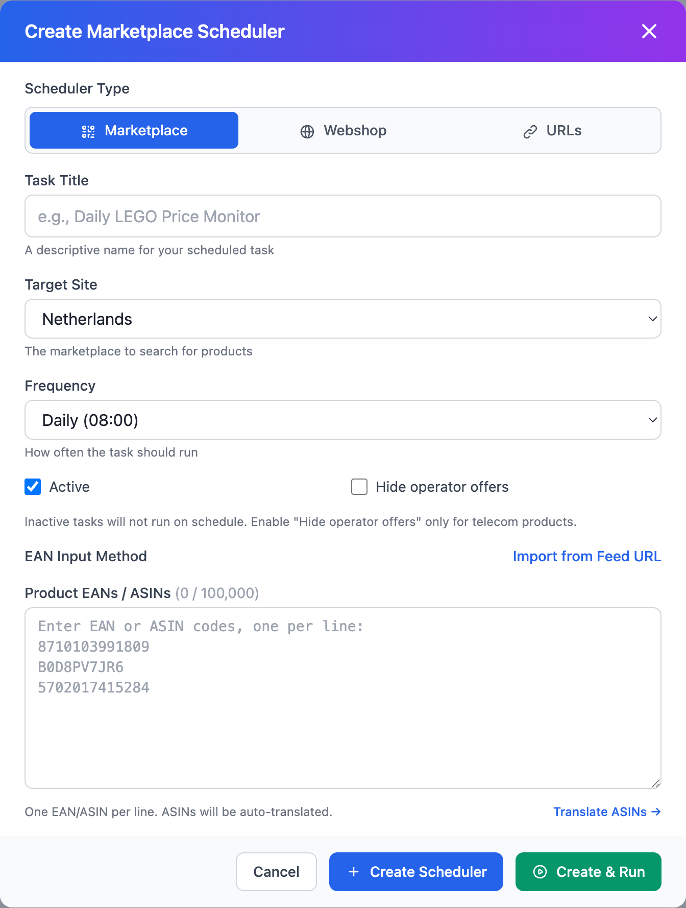 Create New Scheduler
