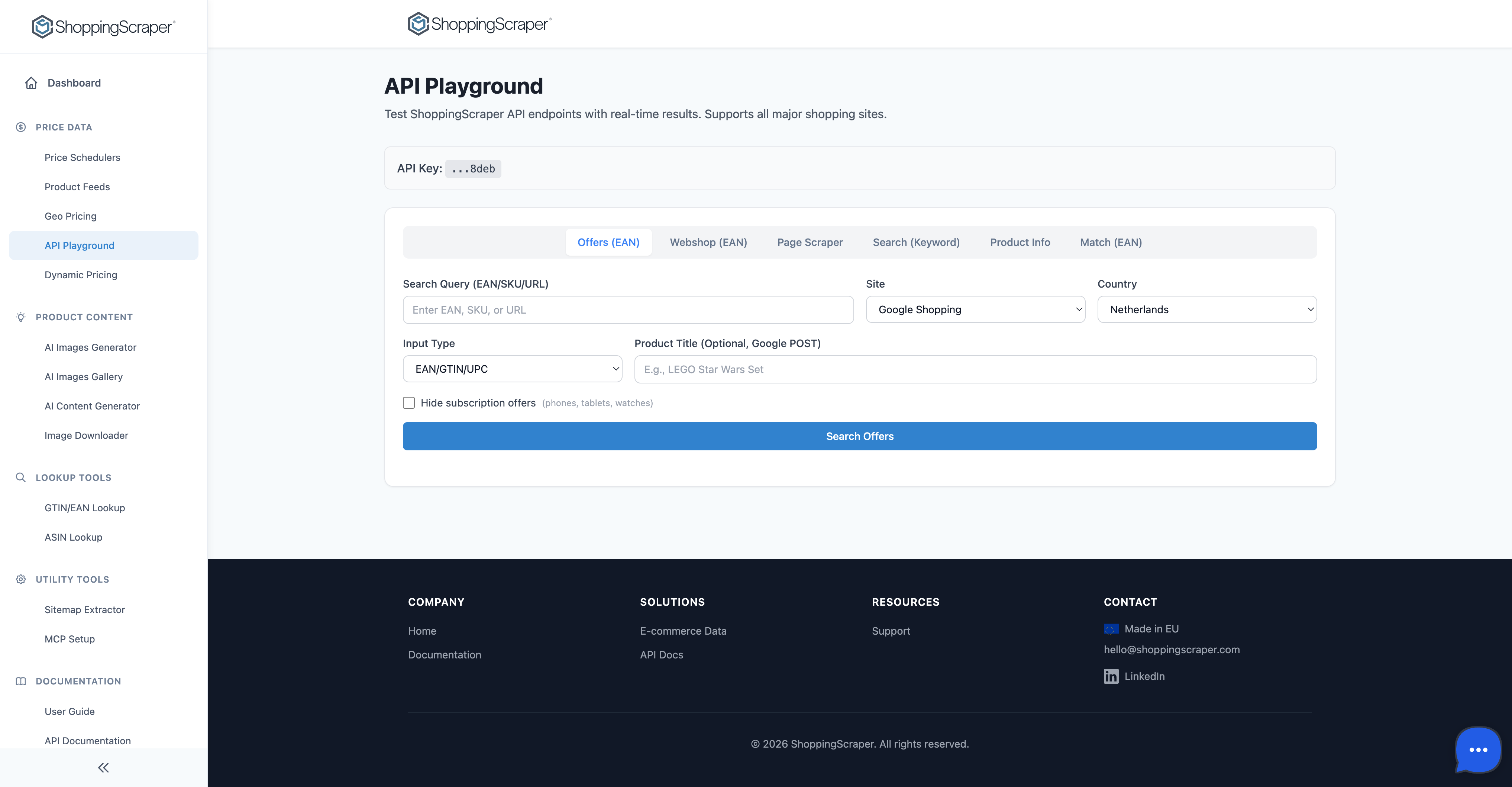 API Playground - Offers (EAN)